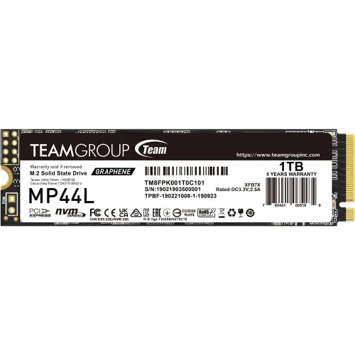TEAM MP44L 1TB M.2 2280 PCIe Gen4x4 NVMe SSD